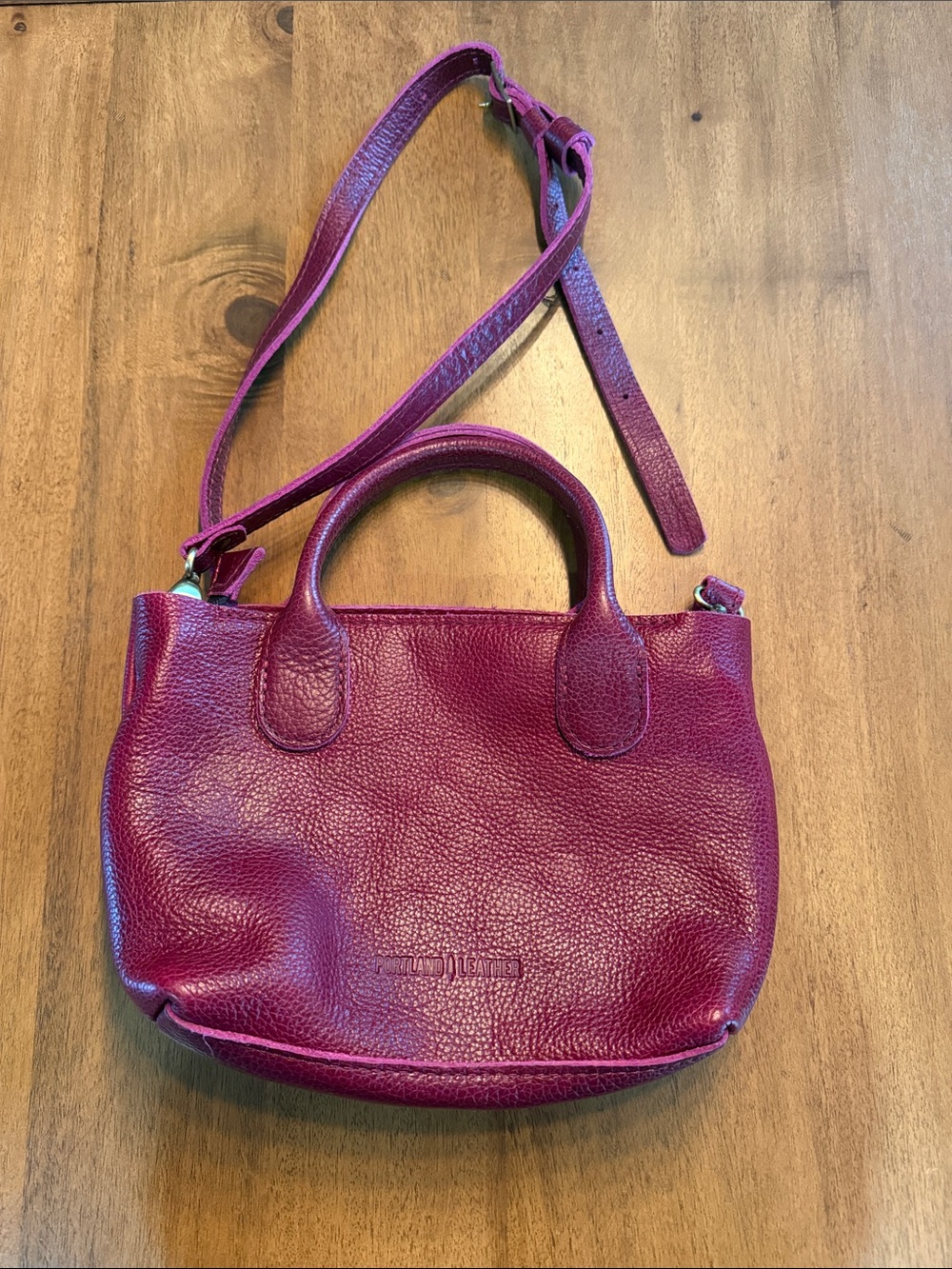 Portland Leather Women's Leather Crossbody Tote in Deep Berry
